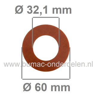 Fiberring 32,1x60x2 mm voor oa Bevestigen van Maaimessen bij Grasmaaiers, Gazonmaaiers, Loopmaaiers, Zitmaaiers, Frictieschijf, Opvulschijf, Klemplaat, Fiberschijf, Sluitring, Opvulplaat voor Monteren Grasmaaiermes, Solo 546, 582, 583, 585, 589