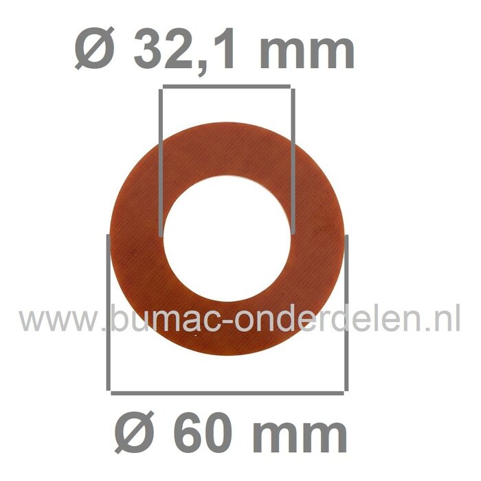 Fiberring 32,1x60x2 mm voor oa Bevestigen van Maaimessen bij Grasmaaiers, Gazonmaaiers, Loopmaaiers, Zitmaaiers, Frictieschijf, Opvulschijf, Klemplaat, Fiberschijf, Sluitring, Opvulplaat voor Monteren Grasmaaiermes, Solo 546, 582, 583, 585, 589