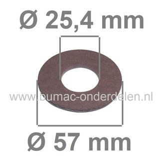 Fiberring 25,4x57x1,6 mm voor oa Bevestigen van Maaimessen bij Grasmaaiers, Gazonmaaiers, Loopmaaiers, Zitmaaiers, Frictieschijf, Opvulschijf, Klemplaat, Fiberschijf, Sluitring, Opvulplaat voor Monteren Grasmaaiermes