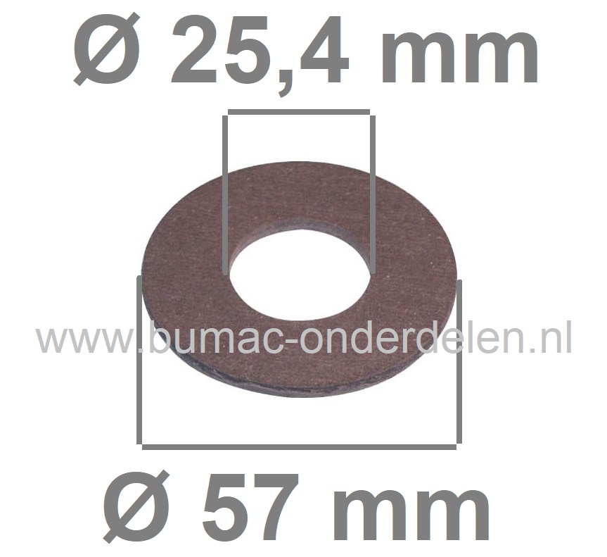 Fiberring 25,4x57x1,6 mm voor oa Bevestigen van Maaimessen bij Grasmaaiers, Gazonmaaiers, Loopmaaiers, Zitmaaiers, Frictieschijf, Opvulschijf, Klemplaat, Fiberschijf, Sluitring, Opvulplaat voor Monteren Grasmaaiermes