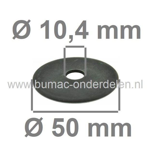 Sluitring 10,4x50x2 mm voor oa Bevestigen van Maaimessen bij Castelgarden, Mac Garda, Stiga, Alpina, Mountfield Grasmaaiers, Gazonmaaiers, Loopmaaiers, Zitmaaiers, Frictieschijf, Opvulschijf, Klemplaat, Mesdrukker, Opvulplaat