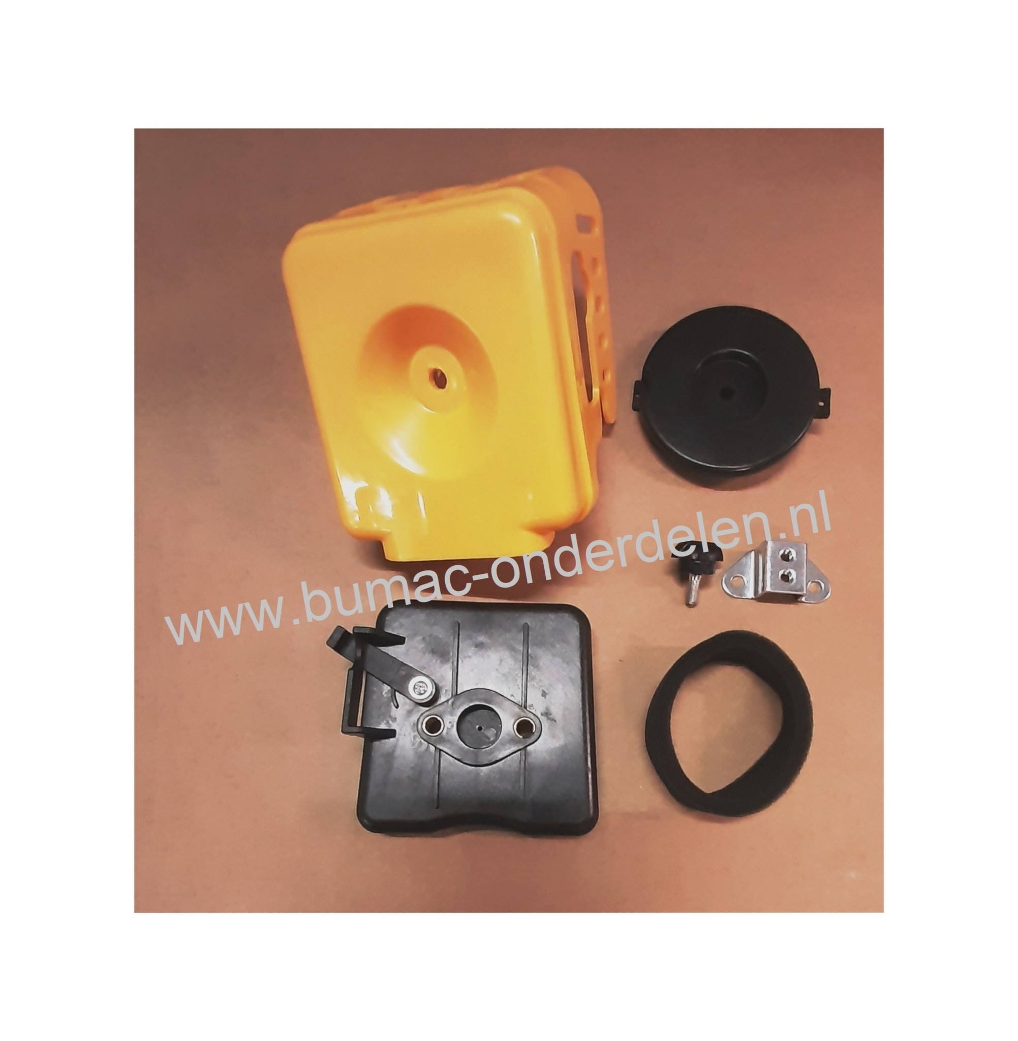 Luchtfilterset voor Stiga, Castelgarden, Mountfield, Alpina, Bosmaaier, Trimmer,  BG26CBTH, BS35D, ECO26CP, SB320D, SB420D, ST250J,  TB320, TB420, TR250J, XR250J Luchtfilterhuis, Luchtfilterkap, Luchtfilterdeksel