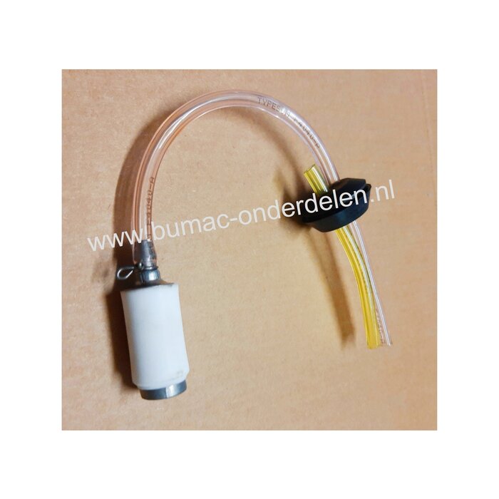 Benzineleidingset  inclusief doorvoerrubber en Benzinefilter voor Bosmaaiers en Trimmers van Stiga, Castelgarden, Mountfield, Alpina BS45D, DB42, SB420D, TB420,  TB420D, XSB45D,ABR 42, ABR 42 D, ABR 52, ABR 52 D, B 42, B 42 D, B 52, B 52 D, Benzineslang