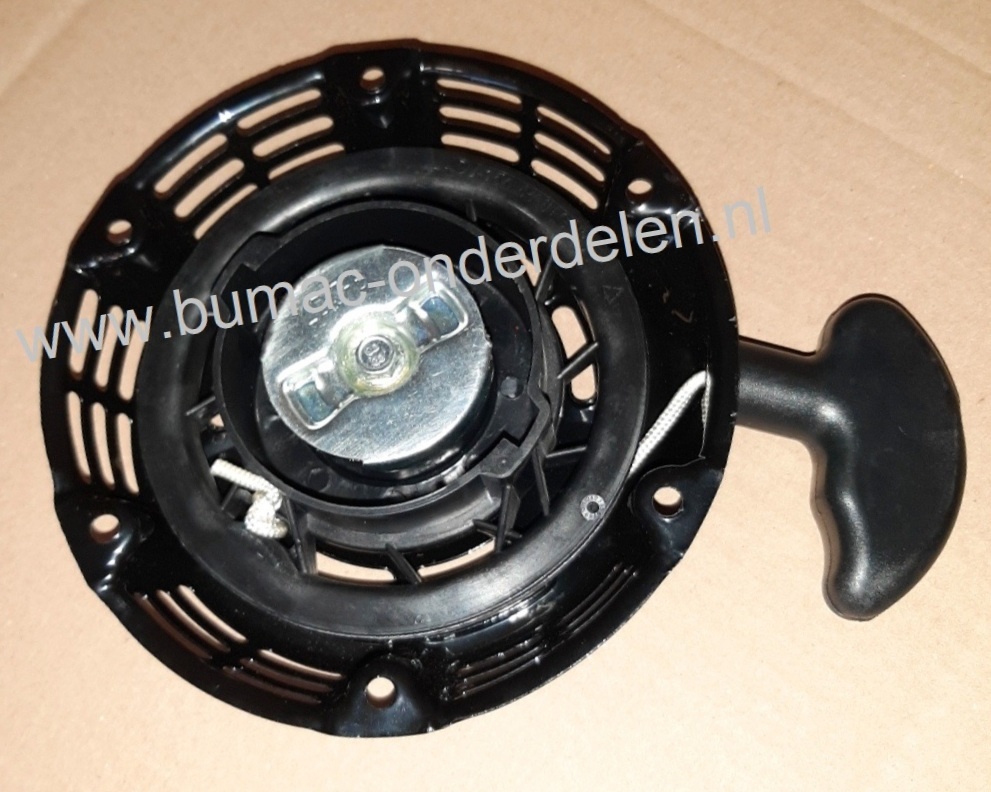Handstarter voor Loncin LC154F motoren op Grasmaaiers, Trilplaten, Generatoren, Kooimaaiers, Houtversnipperaars, Waterpompen, Compressoren, Bladblazers, Verticuteermachines, Veegmachines, Kantensnijders, Startmechanisme, Repeteerstarter