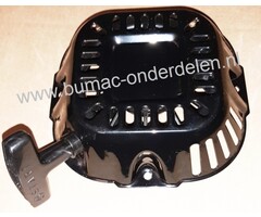 Handstarter met Stalen Behuizing voor Loncin G200FD motor, Startmechanisme met 2 ronde Stalen Startpallen, Startmechanisme voor Grasmaaier, Trilplaat, Generator, Kooimaaier, Houtversnipperaar, Waterpomp, Bladblazer, Veegmachine, G 200 FD, onderdeel