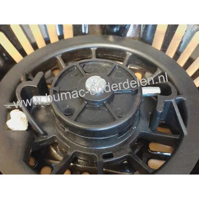 Handstarter met Stalen Behuizing voor Loncin G200FD motor, Startmechanisme met 2 ronde Stalen Startpallen, Startmechanisme voor Grasmaaier, Trilplaat, Generator, Kooimaaier, Houtversnipperaar, Waterpomp, Bladblazer, Veegmachine, G 200 FD, onderdeel