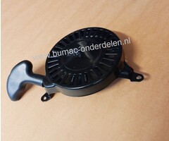 Handstarter met Stalen Behuizing voor Loncin T320-1  motoren  Startmechanisme met 2 ronde Stalen Startpallen,  Startmechanisme voor Motoren op Grasmaaiers, Trilplaten, Generatoren, Kooimaaiers, Houtversnipperaars, Waterpompen, Compressoren, Bladblazers, V