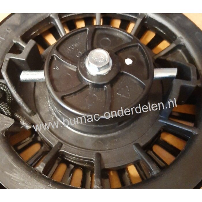 Handstarter met Stalen Behuizing voor Loncin T320-1  motoren  Startmechanisme met 2 ronde Stalen Startpallen,  Startmechanisme voor Motoren op Grasmaaiers, Trilplaten, Generatoren, Kooimaaiers, Houtversnipperaars, Waterpompen, Compressoren, Bladblazers, V