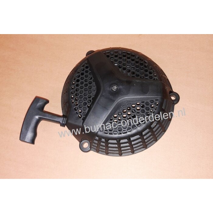 Handstarter met Kunststof Behuizing voor Loncin LC165F-1H  motoren  Startmechanisme met 2 ronde Stalen Startpallen,  Startmechanisme voor Motoren op Grasmaaiers, Trilplaten, Generatoren, Kooimaaiers, Houtversnipperaars, Waterpompen, Compressoren, Bladblaz
