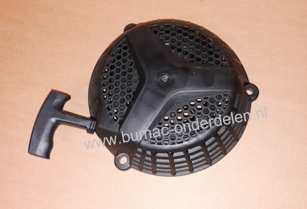 Handstarter met Kunststof Behuizing voor Loncin LC165F-1H  motoren  Startmechanisme met 2 ronde Stalen Startpallen,  Startmechanisme voor Motoren op Grasmaaiers, Trilplaten, Generatoren, Kooimaaiers, Houtversnipperaars, Waterpompen, Compressoren, Bladblaz