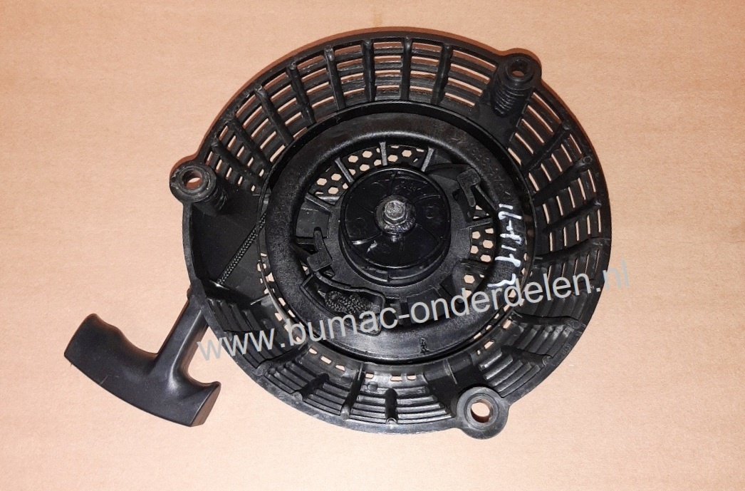 Handstarter met Kunststof Behuizing voor Loncin LC165F-1H  motoren  Startmechanisme met 2 ronde Stalen Startpallen,  Startmechanisme voor Motoren op Grasmaaiers, Trilplaten, Generatoren, Kooimaaiers, Houtversnipperaars, Waterpompen, Compressoren, Bladblaz