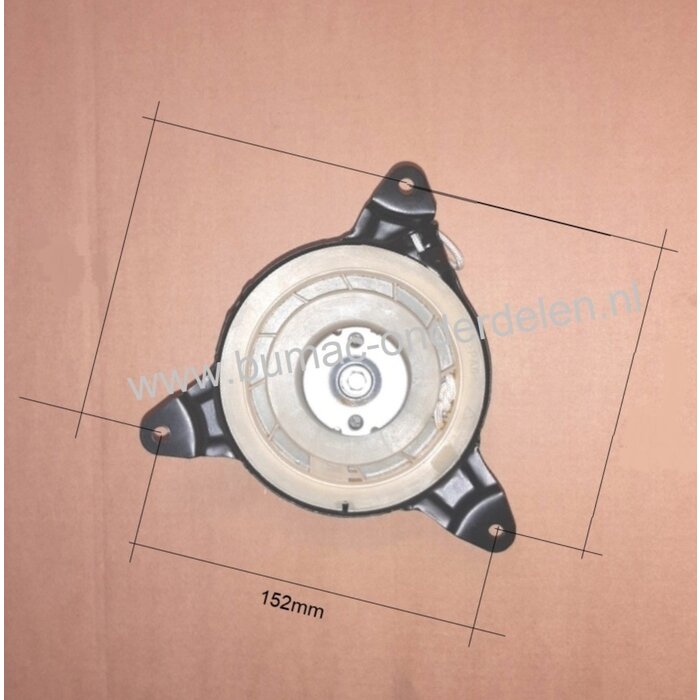 Handstarter met Stalen Behuizing voor Trex - Loncin Y100V  motoren  Startmechanisme met 2 Stalen Startpallen,  Startmechanisme voor Motoren op Grasmaaiers, Houtversnipperaars