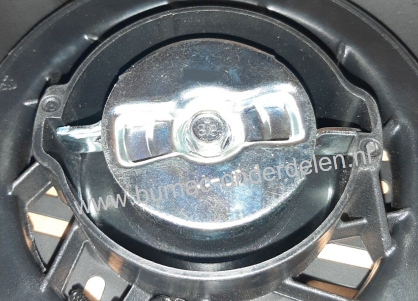 Handstarter met Stalen Behuizing voor Loncin  LC170FDS  motoren op Stiga, Castelgarden, Alpina, Mountfield Startmechanisme met 2 Stalen Startpallen,  Startmechanisme voor Motoren op Grasmaaiers, Houtversnipperaars e.d.