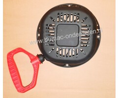 Complete Handstarter met Stalen Behuizing voor Loncin motoren model LC185FDS, Startmechanisme met 2 Stalen Startpallen, Startmechanisme voor Motoren op Grasmaaiers, Trilplaten, Generatoren, Kooimaaiers, Houtversnipperaars, Waterpompen, Compressoren, Bladb