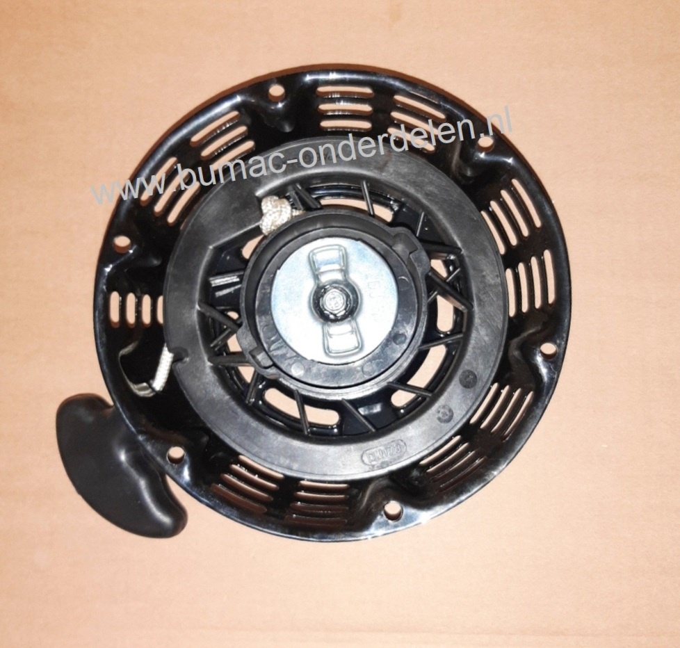 Complete Handstarter met Stalen Behuizing voor Loncin  motor, Model LC3800DDC, Startmechanisme met 2 Stalen Startpallen, Startmechanisme voor LoncinMotoren op  Aggregaten, Generatoren, Trilplaten, Houtversnipperaars, Waterpompen, Compressoren, Verticuteer