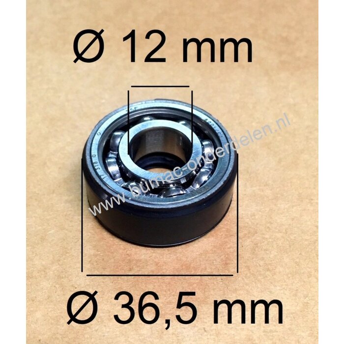 Krukaslager 12x36,5x14,6 mm met keerring voor Husqvarna, Jonsered Bosmaaier, Heggenschaar, Bladblazer, Grondboor, Trimmer, Motorzeis 225B, 225BX, 225BV, 225HBV, 225H60, 225K75, 225E, 225L, 225LD, 225R, 225RD, 225RJ, 227L, 227LD, 225R, 225RD, 225RJ, 232L,