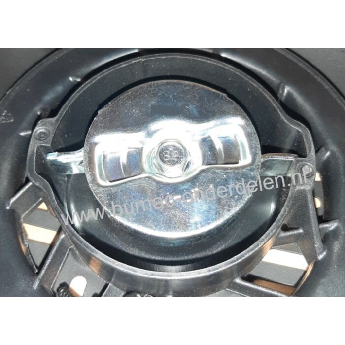 Complete Handstarter met Stalen Behuizing voor Loncin motoren model LC185FDS, Startmechanisme met 2 Stalen Startpallen, Startmechanisme voor Motoren op Grasmaaiers, Trilplaten, Generatoren, Kooimaaiers, Houtversnipperaars, Waterpompen, Compressoren, Bladb