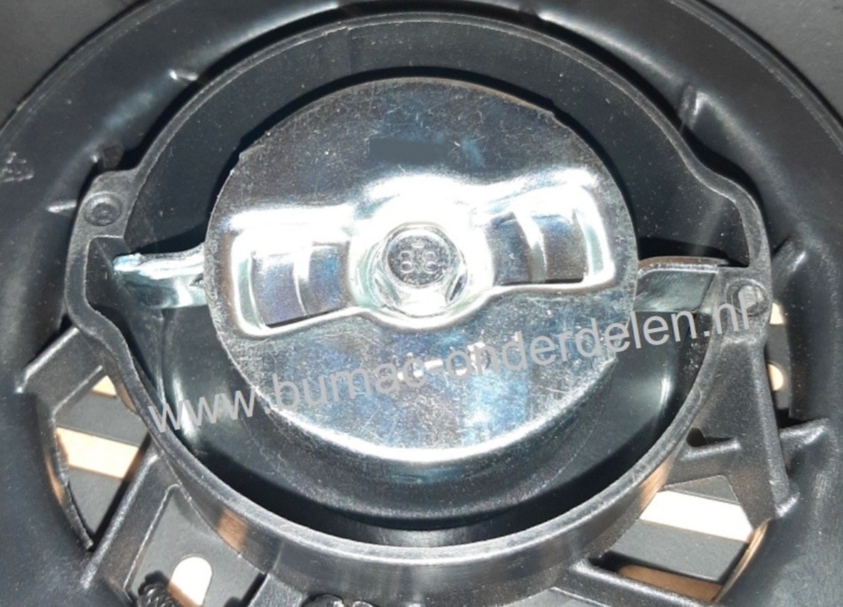 Complete Handstarter met Stalen Behuizing voor Loncin motoren model LC185FDS, Startmechanisme met 2 Stalen Startpallen, Startmechanisme voor Motoren op Grasmaaiers, Trilplaten, Generatoren, Kooimaaiers, Houtversnipperaars, Waterpompen, Compressoren, Bladb