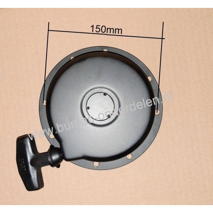 Complete Handstarter voor  de Robin EY15 3,5 pk in Stalen Behuizing met 2 Stalen Startpallen, Startmechanisme voor Robin Motoren op  Aggregaten, Generatoren, Trilplaten, Houtversnipperaars, Waterpompen, Compressoren, Verticuteermachines, Veegmachines