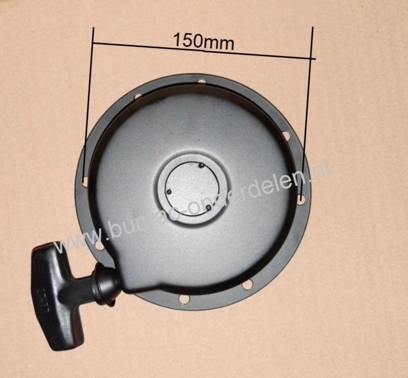 Complete Handstarter voor  de Robin EY15 3,5 pk in Stalen Behuizing met 2 Stalen Startpallen, Startmechanisme voor Robin Motoren op  Aggregaten, Generatoren, Trilplaten, Houtversnipperaars, Waterpompen, Compressoren, Verticuteermachines, Veegmachines