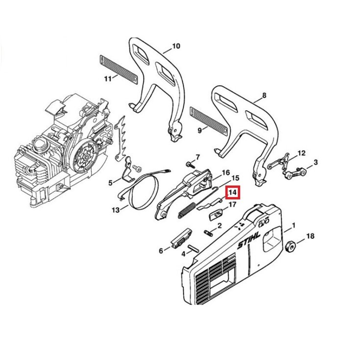Veerplaat voor Stihl 020T, MS200, MS200T Kettingzaag Bladveer voor Kettingrem 020 T, MS 200, MS 200 T