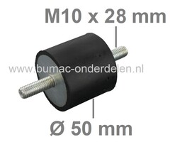 Antivibratierubber Universeel voor Grasmaaiers, Zitmaaiers, Frontmaaiers, Generator, Trilplaat, Waterpomp, Aggregaat, Tuinfrees, Houtversnipperaar, Hakfrees, Kart, Trillingsdempers, Ophangrubbers, Motorrubbers, Motorsteun, Vibratiedempers
