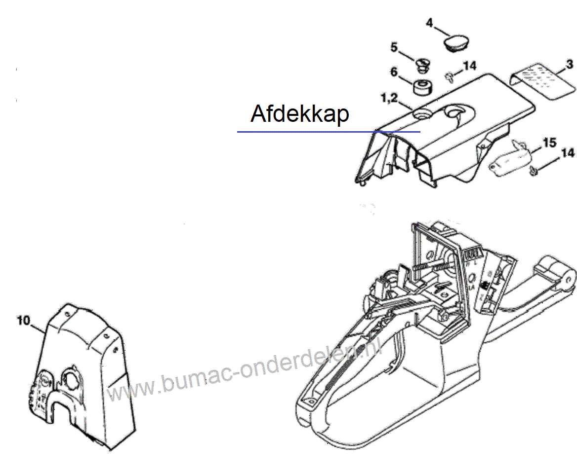 Afdekkap voor Cilinder van  STIHL Kettingzaag  modellen  MS240 Chainsaw, MS260 Chainsaw, MS260 ARTIC, MS260 C, MS260 C-B W, MS260 D, MS260, DW, MS260 N, MS260 Pro, MS260 VW, MS260 WVH