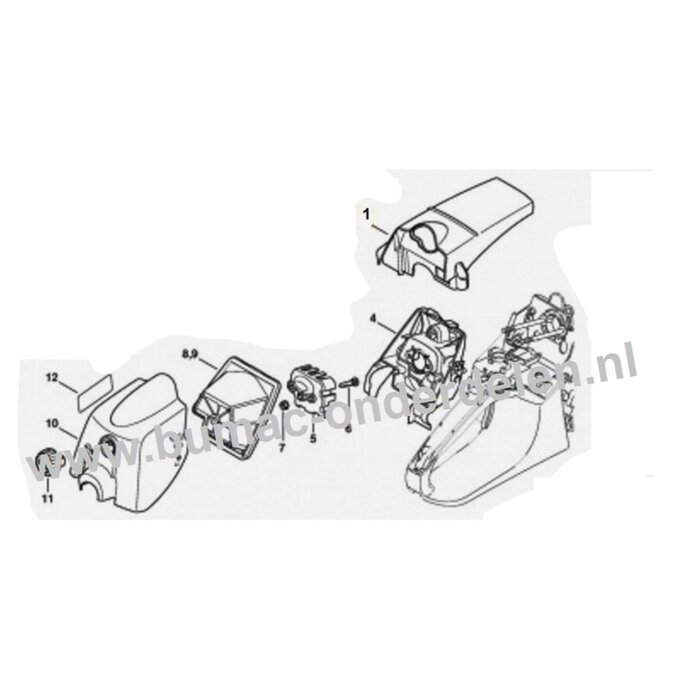 Cilinder afdekkap voor Stihl MS270, MS270C, MS280, MS280C Kettingzagen beschermkap cilinder MS 270, MS 270 C, MS 280, MS 280 C, onderdeel