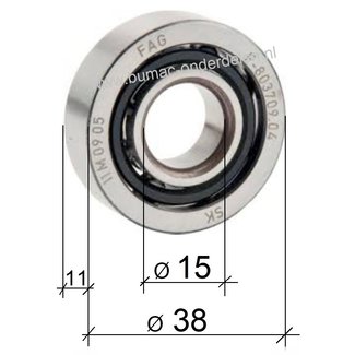 Krukaslager voor Stihl MS271, MS271 C, MS280, MS291, MS291 C, MS391 Kogellager voor Kettingzaag, Motorzagen , Doorslijpers 15x38x11 mm Krukaslager