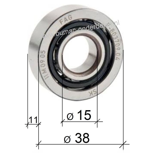 Krukaslager voor Stihl MS271, MS271 C, MS280, MS291, MS291 C, MS391 Kogellager voor Kettingzaag, Motorzagen , Doorslijpers 15x38x11 mm Krukaslager