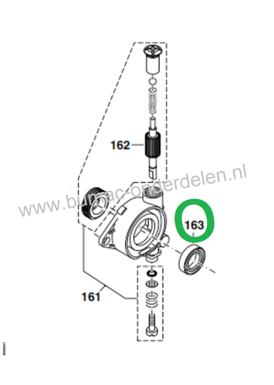 Oliekeerring voor Oliepomp op 109, 110, 111, 115i, PS-43, PS-52, DCS430, DCS431, DCS520, DCS540, DCS4300, DCS5200 Kettingzagen van Dolmar - Makita