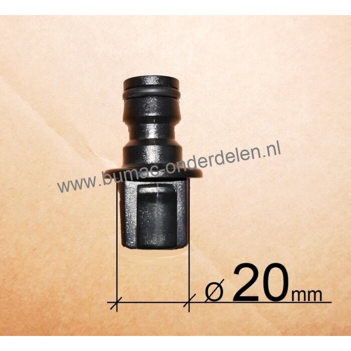 Universele maaidek nippel wateraansluiting Ø 20 mm voor zitmaaier - grasmaaier, Waternippel - Water aansluiting voor reinigen - schoon maken van onderkant maaidek, onderdeel