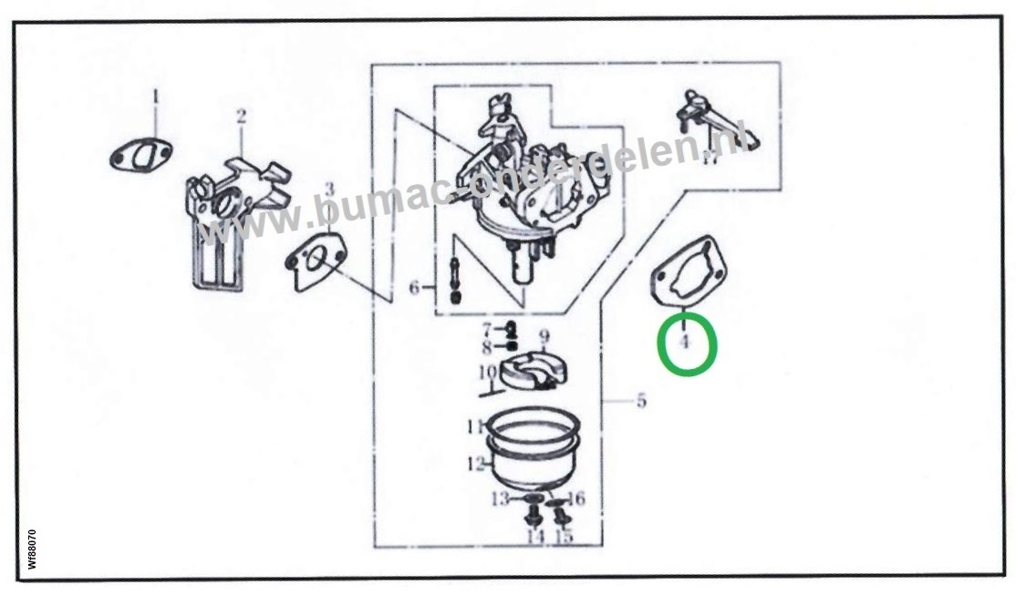 Pakking - Tussenring voor Loncin  G160F, G200F, G200FD, G200FQ,  LC168F-1, LC168F-2, LC168F-2H Carburateur Flenspakking, Inlaatpakking