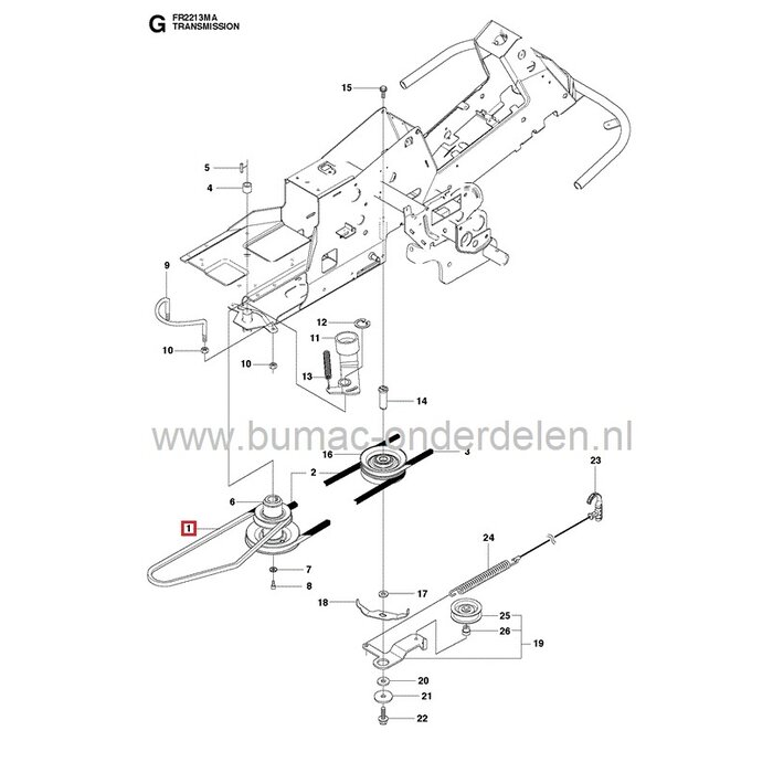 V snaar Rijaandrijving voor Husqvarna, Jonsered, Partner, McCulloch, Zenoah, Frontmaaiers, Zitmaaiers, Getande Aandrijfriem voor Aandrijving van de Wielen bij R15, R213, R214, R215, R216, R316, R318, R320, R322, Rider 13/15/155/16/175/18, FR2113MA, FR2115