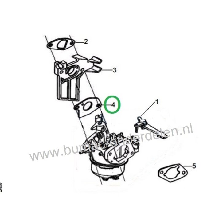 Inlaat pakking voor Loncin G240F, G240FD, G270F, G270FD Carburateurflenspakking  voor motoren met een horizontale krukas op  Generatoren, Grasmaaiers, Golfbaanmachines, Tuinfrezen, Trilplaten, Verticuteermachines, Waterpompen e.d.
