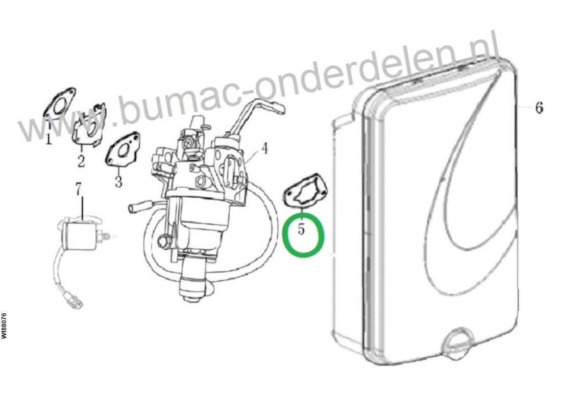 Pakking voor filterflens LONCIN:  LC175FDS, LC185FDS, LC190FDS Motoren op Grasmaaier, Veger, Frees, Verticuteermachine e.d
