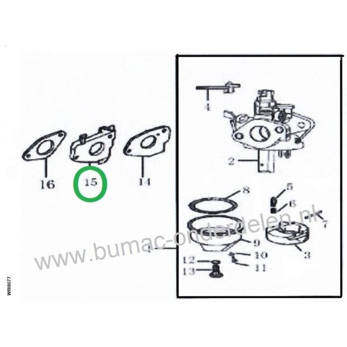 Isolator Loncin G390FD, LC185FDS, LC190FDS motor op Aggregaat - Generator - Grasmaaier - Loopmaaier - Kart, Tuinfrees, Trilplaat, Verticuteermachine e.d.