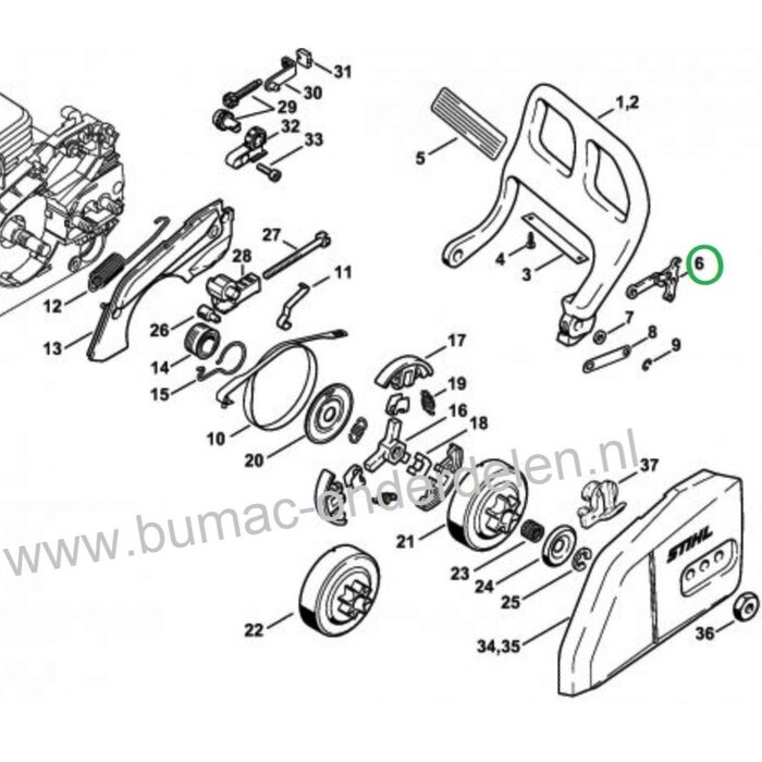 Stalen scharnierstuk voor Stihl Kettingzagen 017, 018, 019T, 020, 029, 039, 044, 046, 064, 066, MS170, MS180, MS190T, MS192C, MS192T, MS193T, MS200T, MS201, MS261, MS270, MS271, MS290, MS291, MS310, MS311, MS341, MS361, MS362, MS390, MS391, MS400, MS460,
