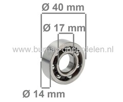 Krukaslager voor Stihl 064, 066, MS640, MS650, MS660 Kettingzaag, Motorzaag, STIHL Groefkogellager 17x40x14 mm voor Motorkettingzagen 064, 066, MS 640, MS 650, MS 660