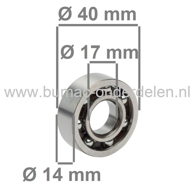 Krukaslager voor Stihl 064, 066, MS640, MS650, MS660 Kettingzaag, Motorzaag, STIHL Groefkogellager 17x40x14 mm voor Motorkettingzagen 064, 066, MS 640, MS 650, MS 660