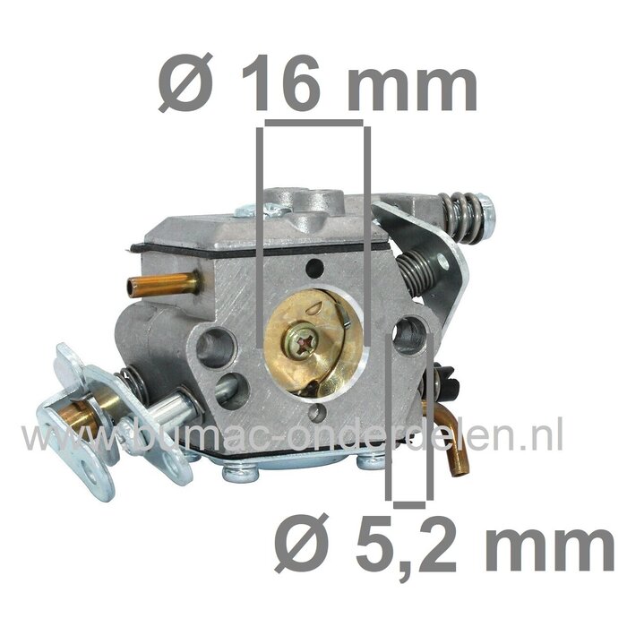 Carburateur  voor Kettingzagen  Husqvarna, Partner, Jonsered, McCulloich, Poulan 351,352, 370, 371, 390, 391, 401, 420,  Jonsered: 2035 CS2137, McCulloch: Mac Cat 436, Mac Cat 440, Mac Cat 441, Mac Cat 442,Poulan 2250, 24