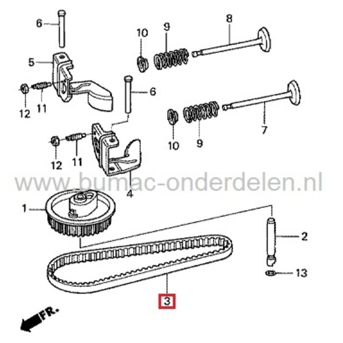 Distributieriem voor Honda GCV520 en GCV530 Motoren op Zitmaaiers, Frontmaaiers, Tuintrekkers, HONDA Multiriem GCV 520, GCV 530