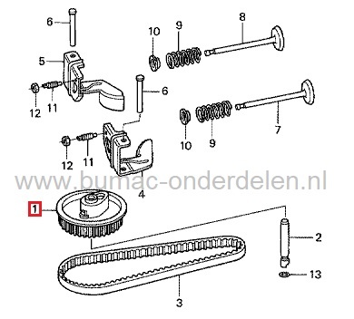 Nokkenastandwiel voor Honda GCV520, GCV530, GXV520, GXV530 Motoren op Zitmaaiers, Frontmaaiers, Tuintrekkers, Getande Poelie voor Nokken As, Riemschijf, Pouly, HONDA GCV 520, GCV 530, GXV 520, GXV 530 Motor
