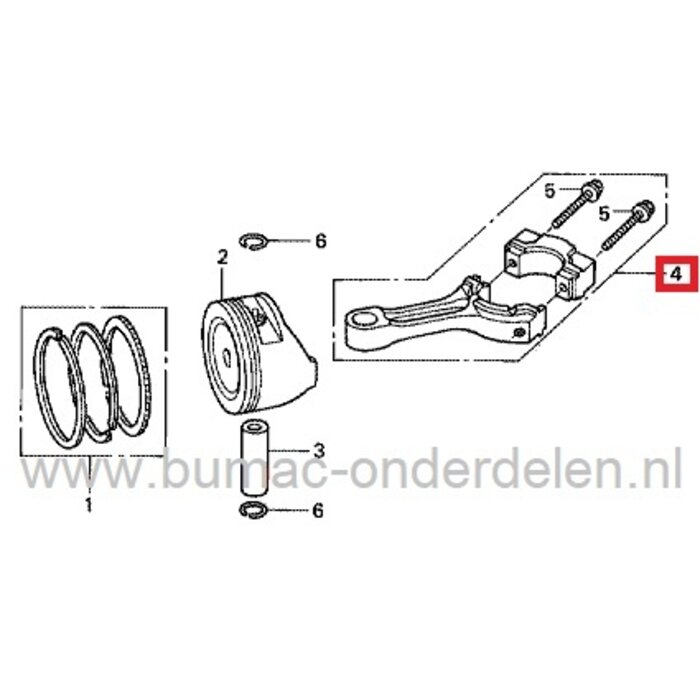 Drijfstang voor Honda GCV520 en GCV530 Motoren op Aggregaat, Generator, Trilplaat, Waterpomp, Houtversnipperaar, Tuinfrees, HONDA Drijfstang voor GCV 520, GCV 530, Honda Motordelen
