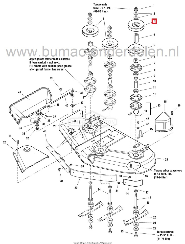 Poelie Ø 115 mm voor Simplicity, Murray, Noma Zitmaaiers o.a. met 50 Inch - 127 Cm Maaidek, Riemschijf op Maaidek, V-snaar Pouly, Aandrijfschijf