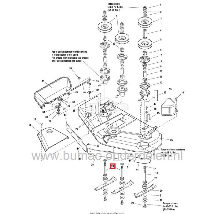 Mesas Rechts + Midden voor Simplicity 50 Inch - 127 Cm Zitmaaiers, Murray, Noma Zitmaaiers met 50 Inch - 127 Cm Maaidek