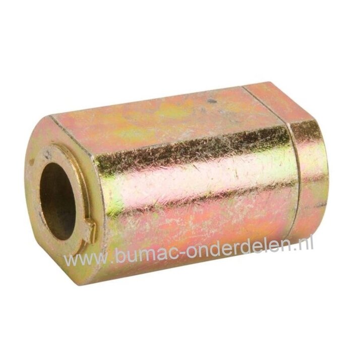 Naaf tussen V Snaar poelie's voor Linker Mesas op 50 Inch - 127 Cm Zijuitworp Maaidek van Simplicity - Snapper - Ariens - Gravely Zitmaaier, Stalen Afstandbus met 2 Nokken voor Simplicity Prestige 20 Pk Hydro met 50 Inch Dek