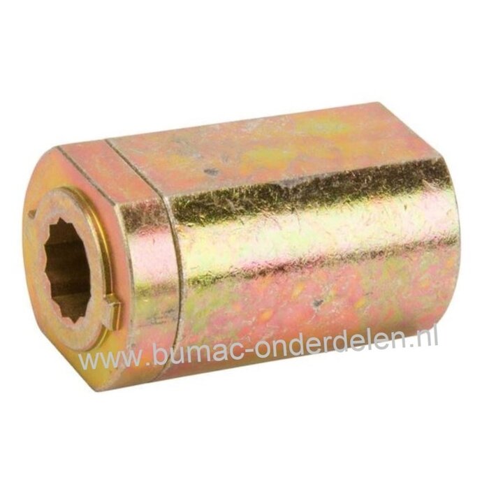 Naaf tussen V Snaar poelie's voor Linker Mesas op 50 Inch - 127 Cm Zijuitworp Maaidek van Simplicity - Snapper - Ariens - Gravely Zitmaaier, Stalen Afstandbus met 2 Nokken voor Simplicity Prestige 20 Pk Hydro met 50 Inch Dek