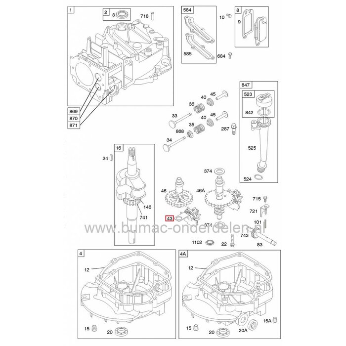Briggs and Stratton Regulateurtandwiel voor Quantum - Europe en Max Motor op Grasmaaier - Loopmaaier - Cirkelmaaier - Benzinemaaier, Briggs and Stratton Regulateur Tandwiel