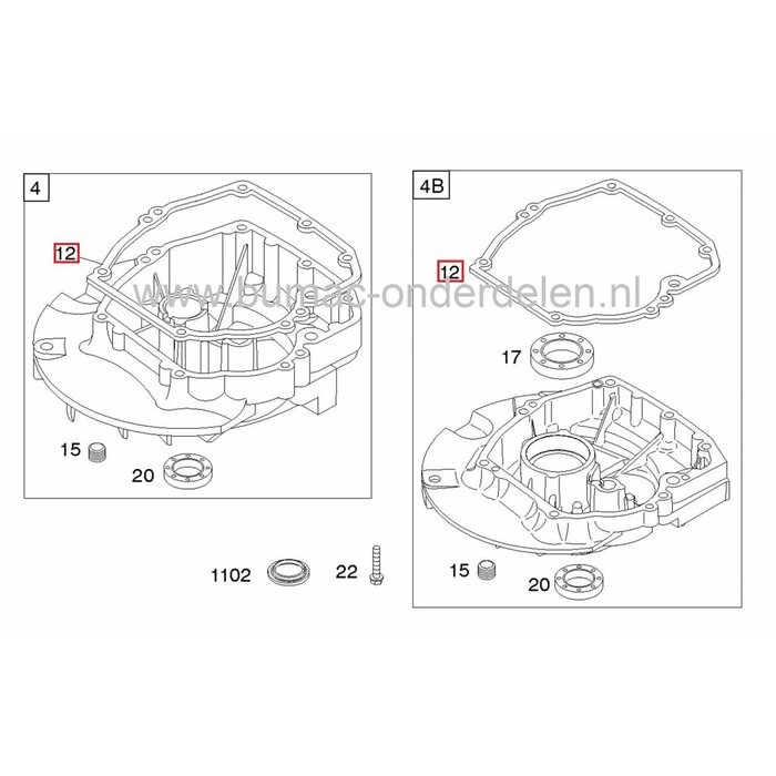 B&S Carterpakking voor Quantum - Europe en Max Motor op Gazonmaaier - Cirkelmaaier - Loopmaaier, Briggs and Stratton Carter Pakking